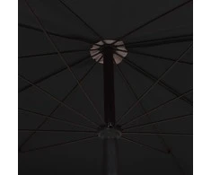 Sodo skėtis nuo saulės su stulpu, juodos spalvos, 200x130cm