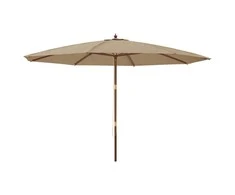 Sodo skėtis su mediniu stulpu, taupe spalvos, 400x273cm