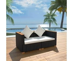Lauko baldų komplektas Sodo sofa, juoda, poliratanas