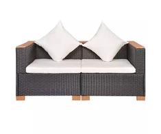 Lauko baldų komplektas Sodo sofa, juoda, poliratanas