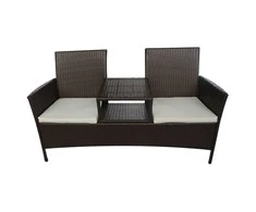 Sodo sofa su arbat. staliuku, ruda, dvivietė, poliratanas