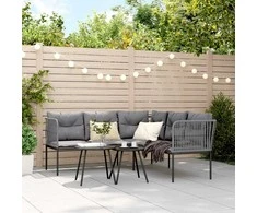 Sodo sofa su pagalvėlėmis, juoda, plienas/tekstilenas