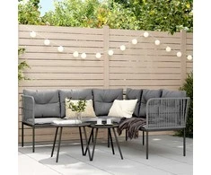 Sodo sofa su pagalvėlėmis, juoda, plienas/tekstilenas