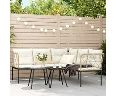 Sodo sofa su pagalvėlėmis, juoda, plienas/tekstilenas