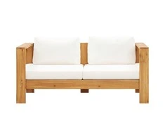 Sodo sofa su pagalvėlėmis, kreminė balta, 140cm, akacija