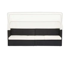 Sodo sofa su skliautu, juodos spalvos, poliratanas
