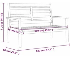 Sodo sofa-suoliukas, 120cm, akacijos medienos masyvas