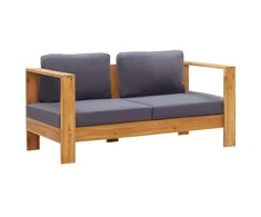 Sodo sofa-suoliukas su pagalvėmis, 140cm, pilka, akacija