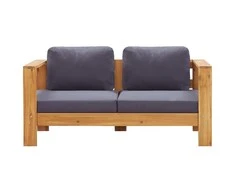 Sodo sofa-suoliukas su pagalvėmis, 140cm, pilka, akacija