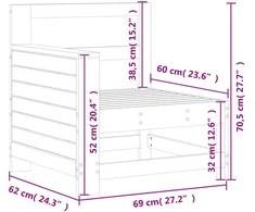 Sodo sofos dalis, 69x62x70,5cm, impregnuota pušis, su porankiu