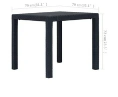 Sodo stalas, antracito sp., 79x79x72 cm, plastikas, rat. imit.