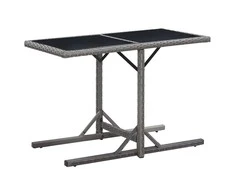Sodo stalas, antracito spalvos, 110x53x72cm, stiklas, poliratanas