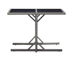 Sodo stalas, antracito spalvos, 110x53x72cm, stiklas, poliratanas