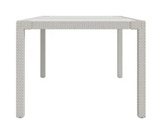 Sodo stalas, baltas, 150x90x75cm, grūdintas stiklas/poliratanas