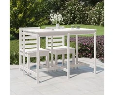 Sodo stalas, baltas, 159,5x82,5x110cm, pušies medienos masyvas
