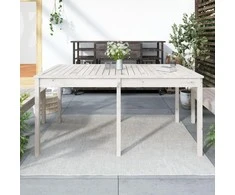 Sodo stalas, baltas, 159,5x82,5x76cm, pušies medienos masyvas