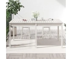 Sodo stalas, baltas, 159,5x82,5x76cm, pušies medienos masyvas