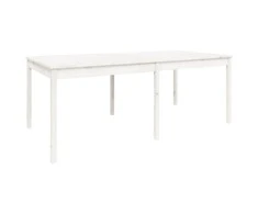 Sodo stalas, baltas, 203,5x100x76cm, pušies medienos masyvas