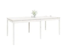 Sodo stalas, baltas, 203,5x100x76cm, pušies medienos masyvas
