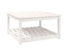 Sodo stalas, baltas, 82,5x82,5x45cm, pušies medienos masyvas