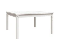 Sodo stalas, baltas, 82,5x82,5x45cm, pušies medienos masyvas