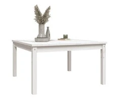 Sodo stalas, baltas, 82,5x82,5x45cm, pušies medienos masyvas