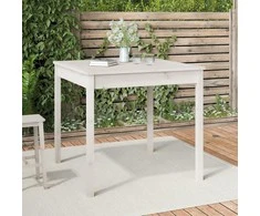 Sodo stalas, baltas, 82,5x82,5x76cm, pušies medienos masyvas