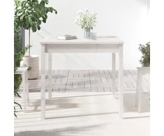 Sodo stalas, baltas, 82,5x82,5x76cm, pušies medienos masyvas