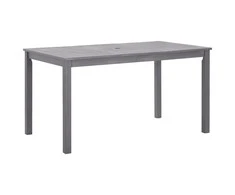 Sodo stalas, baltintas pilkas, 140x80x74cm, akacijos masyvas