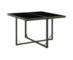 Sodo stalas, juodas, 109x107x74cm, poliratanas ir stiklas