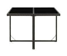 Sodo stalas, juodas, 109x107x74cm, poliratanas ir stiklas
