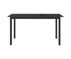 Sodo stalas, juodas, 150x90x74cm, aliuminis ir stiklas