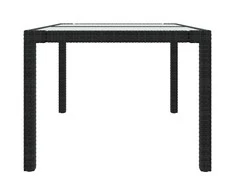 Sodo stalas, juodas, 150x90x75cm, grūdintas stiklas/poliratanas