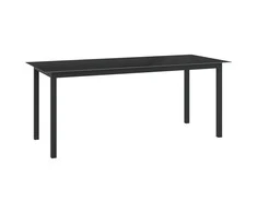 Sodo stalas, juodas, 190x90x74cm, aliuminis ir stiklas