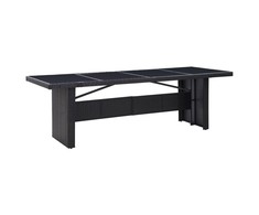 Sodo stalas, juodas, 240x90x74cm, poliratanas ir stiklas