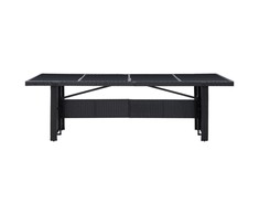 Sodo stalas, juodas, 240x90x74cm, poliratanas ir stiklas