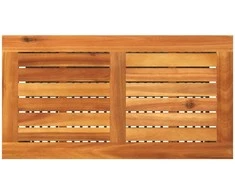 Sodo stalas, juodas, 70x38x42cm, poliratanas/akacijos mediena