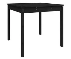 Sodo stalas, juodas, 82,5x82,5x76cm, pušies medienos masyvas