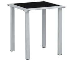 Sodo stalas, juodas/sidabrinis, 41x41x45cm, plienas ir stiklas