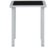 Sodo stalas, juodas/sidabrinis, 41x41x45cm, plienas ir stiklas