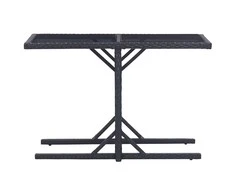 Sodo stalas, juodos spalvos, 110x53x72cm, stiklas, poliratanas
