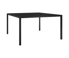 Sodo stalas, juodos spalvos, 130x130x72cm, plienas ir stiklas