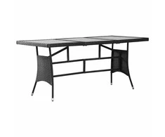 Sodo stalas, juodos spalvos, 170x80x74cm, poliratanas