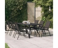 Sodo stalas, juodos spalvos, 180x80x70cm, plienas ir stiklas