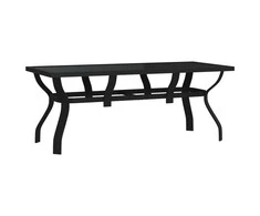 Sodo stalas, juodos spalvos, 180x80x70cm, plienas ir stiklas