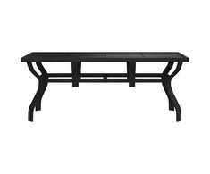 Sodo stalas, juodos spalvos, 180x80x70cm, plienas ir stiklas