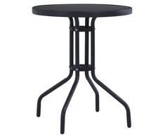 Sodo stalas, juodos spalvos, 60cm, plienas ir stiklas