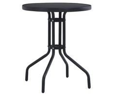 Sodo stalas, juodos spalvos, 80cm, plienas ir stiklas
