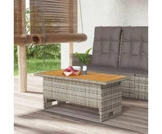 Sodo stalas, pilkas, 100x50x43/63cm, akacija ir poliratanas