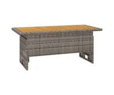 Sodo stalas, pilkas, 100x50x43/63cm, akacija ir poliratanas